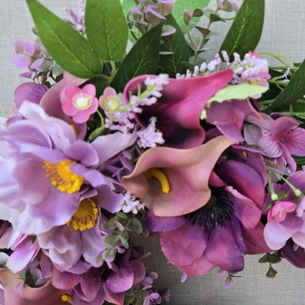Handmade Elegant Purple and Pink Floral Wreath